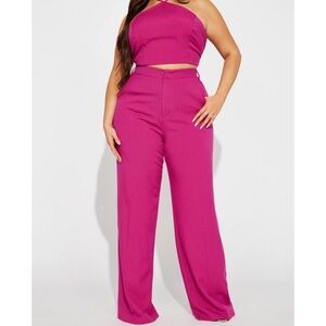 Elevate your wardrobe with this Pink chic2-piece pants set.